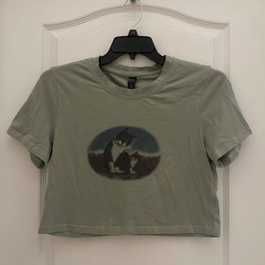 Army green crop top